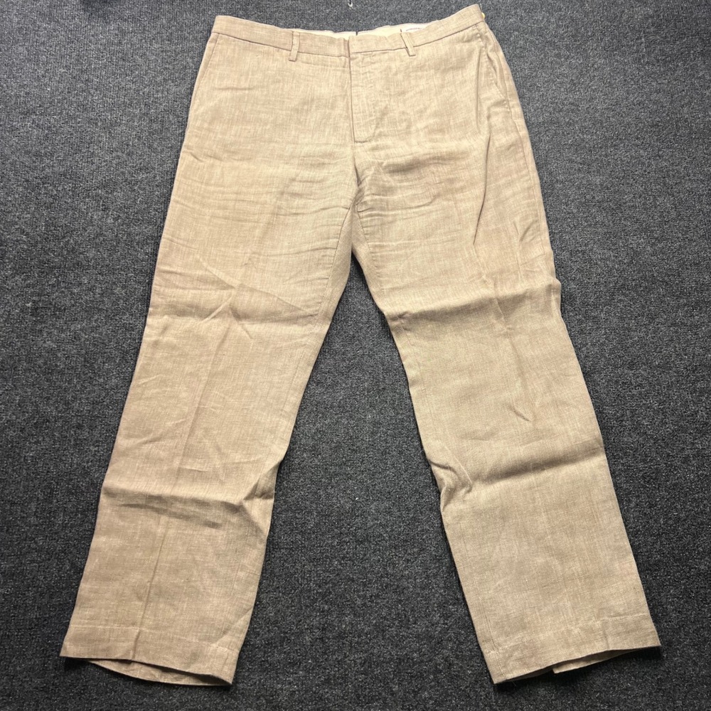 Vintage Banana Republic Heritage Mens 35x32 Khaki Linen Straight Pants 951019-00